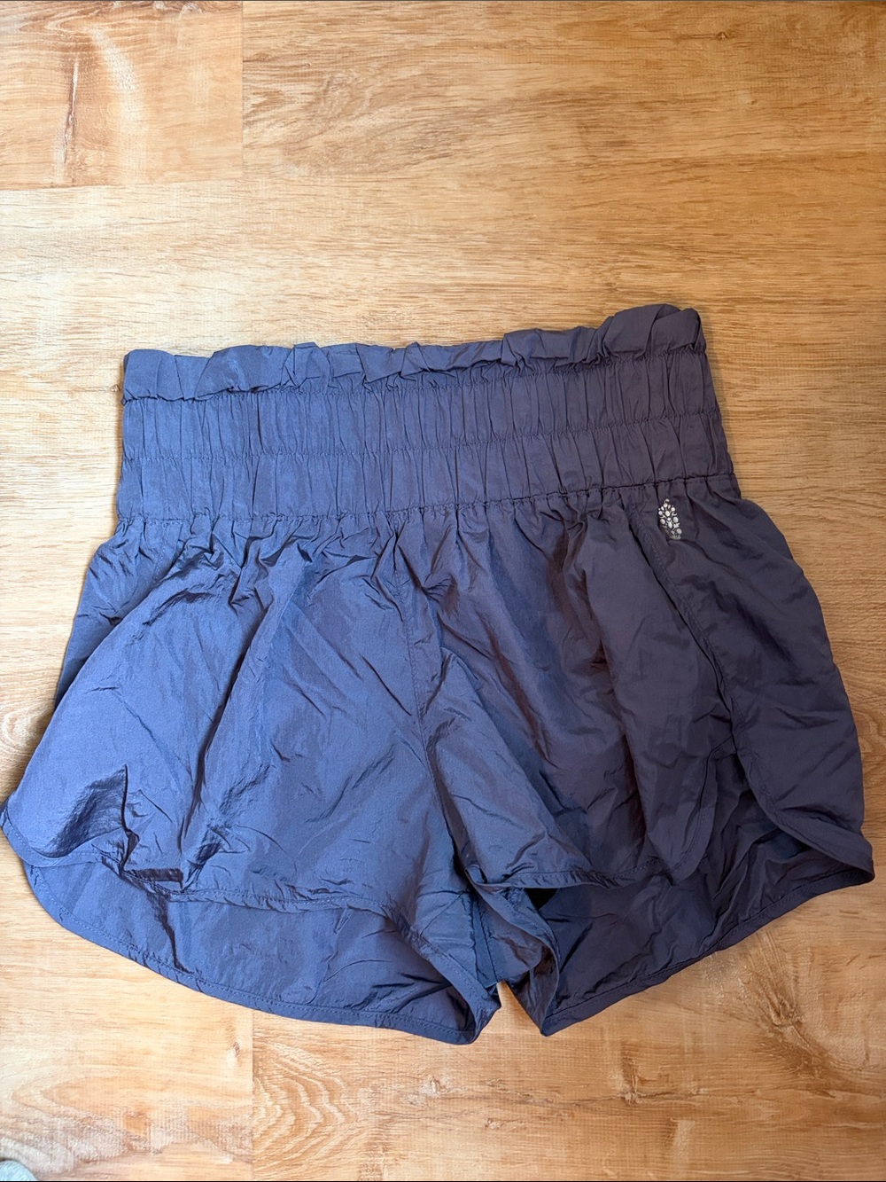 FP Movement by Free People High-Rise Ruched Athletic Shorts in Slate